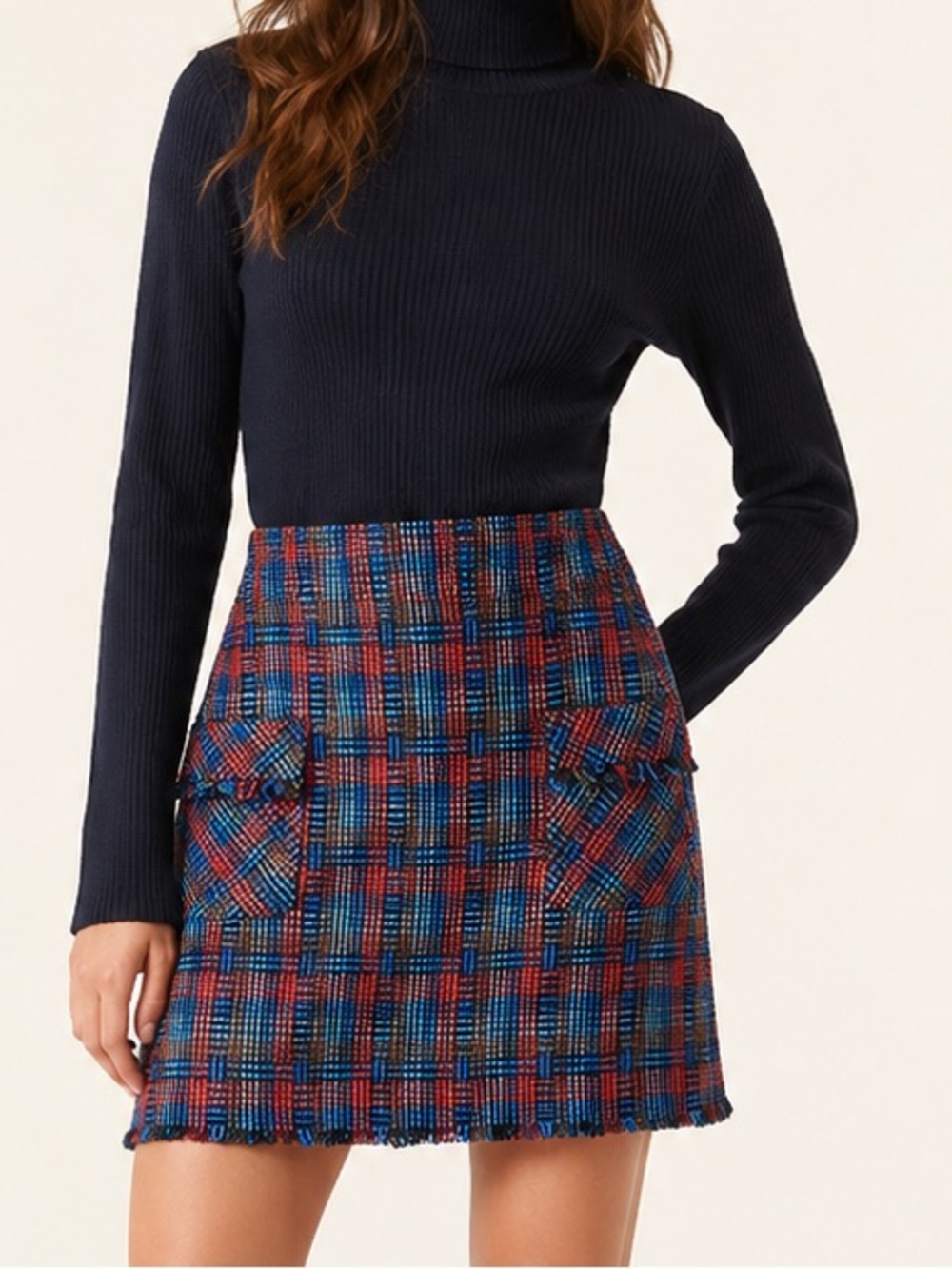 Boden Plaid Bouclé Tweed Mini Skirt Preppy British Style Casual Y2K 90s Size 2P